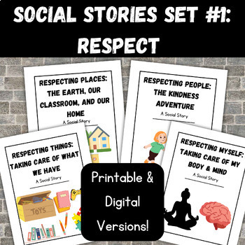 Preview of Social Emotional Story Set #1: Respecting Myself, Other People, Places, & Things