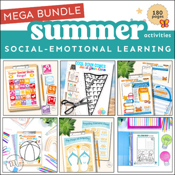 Preview of Social Emotional Summer Activities, Summer Social Skills Lessons Bundle