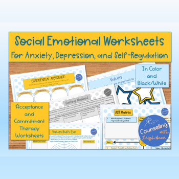 Preview of Social Emotional Worksheets for Anxiety, Depression, and Self-Regulation