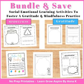 Mindfulness and Gratitude Journal Bundle, SEL Worksheets, Growth ...