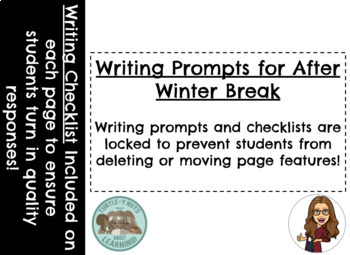 Preview of Social Emotional Writing Prompts for New Year, After Winter Break