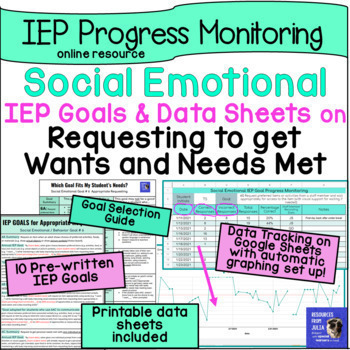Preview of Social Emotional and Behavior IEP Goals Data Sheets Requesting Appropriately 