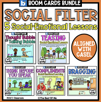Preview of Social Filter Boom Cards Lessons | Social Emotional Learning | SEL Activities