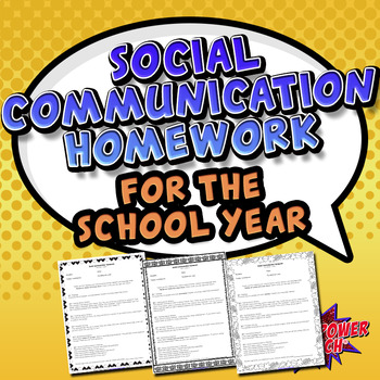 Preview of Social Communication Homework for a School Year