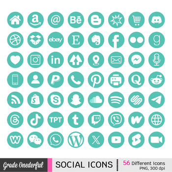 Aqua Social Media Icons by Grade Onederful |