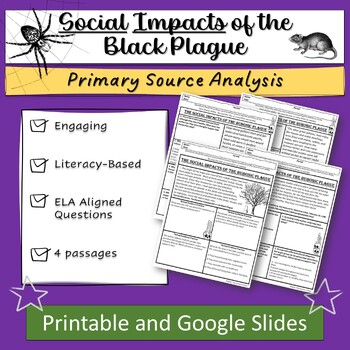 Preview of Social Impacts of the Black Death Primary Sources with ELA Aligned Questions PDF