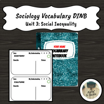 Preview of Social Inequality Sociology Unit 3 Vocabulary Notebook DINB