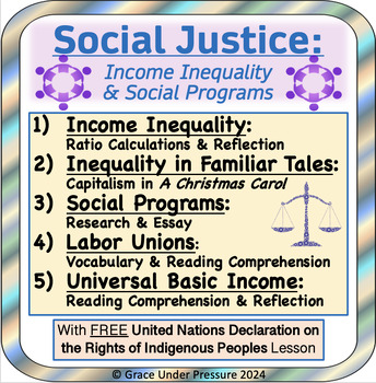 Preview of Social Justice Bundle: Real-World Issues for Gr 7-10: Reading Comp, Essay, Math