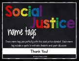 Social Justice Name Tags Chalkboard and Rainbows