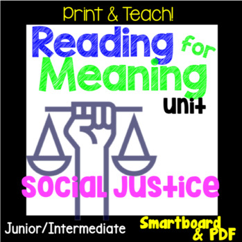 Preview of Social Justice S.L.A.M. Reading Response Unit, Smartboard & PDF