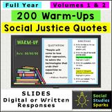 Social Justice Warm Ups: 200 Daily Bell Ringers Slides - F