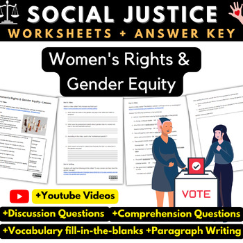 Preview of Social Justice: Women's Rights and Gender Equity Lesson Worksheets + Answers