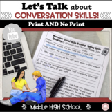 Social Conversation Skills Activities Cards Middle and High School Print Digital