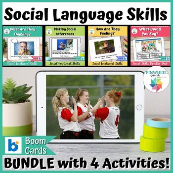 Preview of Social Language Skills Boom Cards Bundle Speech Therapy Pragmatics SEL