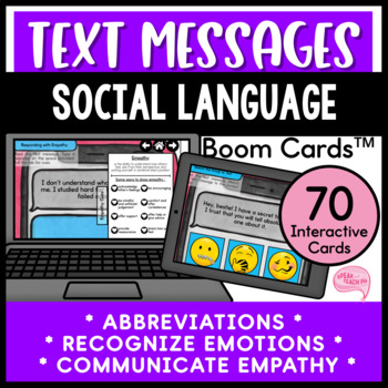 Preview of Social Language Skills for Text Messages No Prep Speech Therapy Boom Cards™