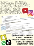 Social Media Argumentative Essay and Sources