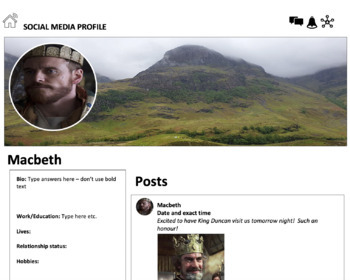 Preview of Social Media Character Profile Template - modelled off Facebook