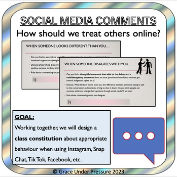 Preview of Social Media Lesson: Digital Citizenship Etiquette, Media Literacy, Online Rules