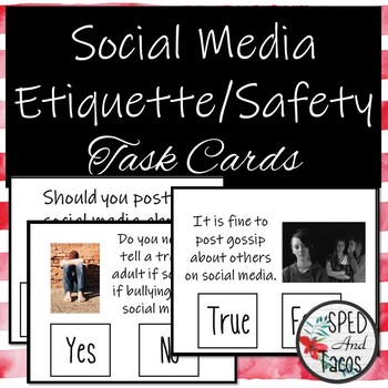 Preview of Social Media Etiquette/Safety Task Cards   