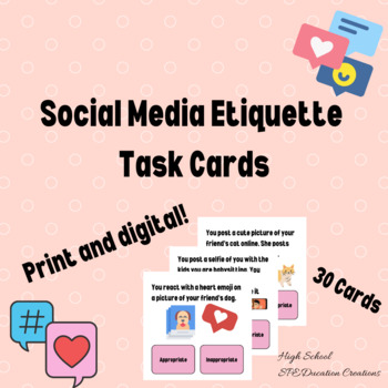 Preview of Social Media Etiquette Task Cards