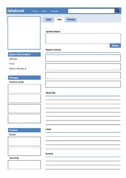 Preview of Social Media : Fakebook Profile Template (English / Drama Characters)