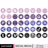 Social Media Icons: Purple Pink Violet Charcoal