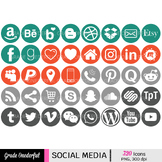 320 Social Media Icons: Orange, Teal, Light Gray, Dark Gray