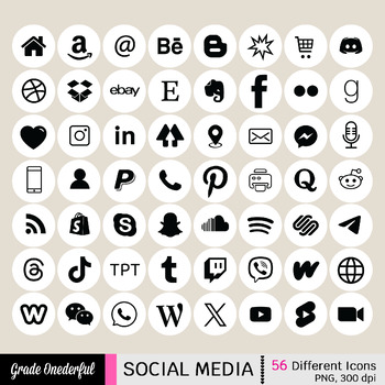 Preview of White and Black Social Media Icons