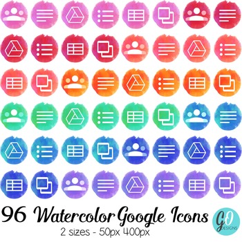 96 Watercolor Google Icons