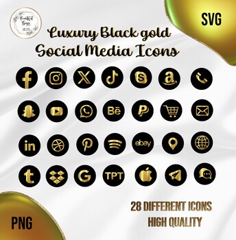 Preview of Social Media Icons  Luxury Black & Gold