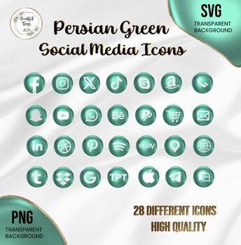 Preview of Social Media Icons Luxury Persian Green