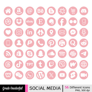 pink social media icon set