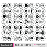 Social Media Icons Black Transparent