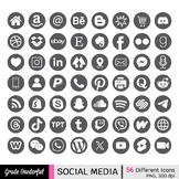 Dark Gray Social Media Icons