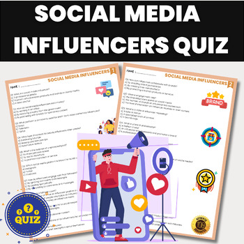 Preview of Social Media Influencers Trivia Quiz | Social Media Quiz | Digital Literacy Quiz