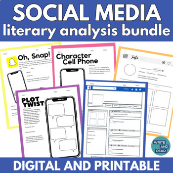 Preview of Social Media Literary Analysis Bundle for ANY Story or Novel - Digital and Print