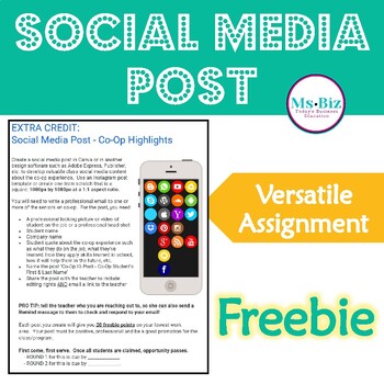 Preview of Social Media Marketing Post Assignment - FREEBIE