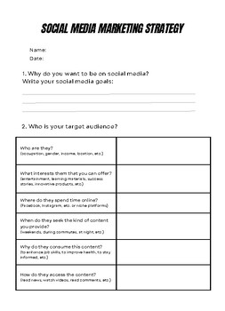 Preview of Social Media Marketing Strategies Worksheet - High School ELA