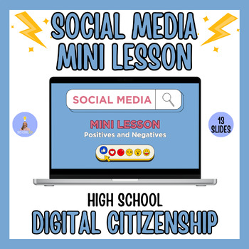 Preview of Social Media Mini Lesson for High School! Online Safety+ Digital Citizenship