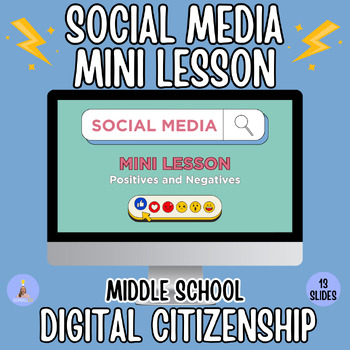 Preview of Social Media Mini Lesson for Middle School! Online Safety+ Digital Citizenship