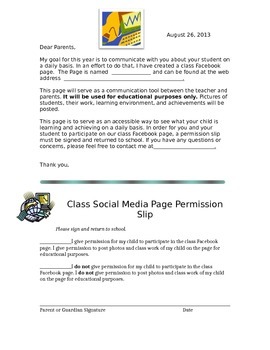 Preview of Social Media Permission Slip