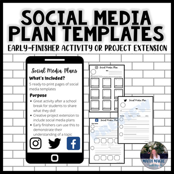 Preview of Social Media Plan Template Early Finisher/ Project Extension Activity