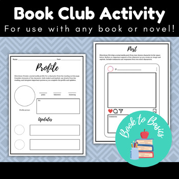 Preview of Social Media Post Book Club Activity