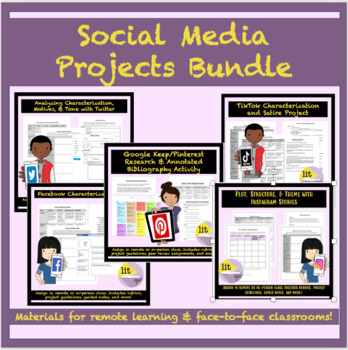 Preview of Instagram, Tik Tok, Twitter, Pinterest, & Facebook Projects Bundle (Distance)