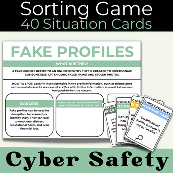 Preview of Social Media Safety Activity, Cyber Safety Sorting Game 6-12th Grade