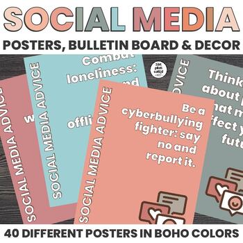 Preview of Social Media Safety | Advices | Posters | Bulletin Board | Decor BOHO
