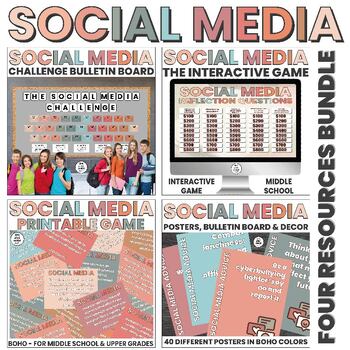 Preview of Social Media Safety | Bulletin Board | Game | Posters | Decor | BOHO BUNDLE