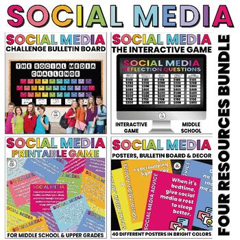 Preview of Social Media Safety | Bulletin Board | Game | Posters | Decor | BUNDLE