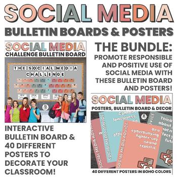 Preview of Social Media Safety Bulletin Board | Posters | Decor | BOHO BUNDLE