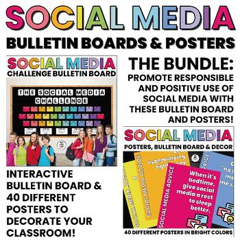 Preview of Social Media Safety Bulletin Board | Posters | Decor | BRIGHT BUNDLE